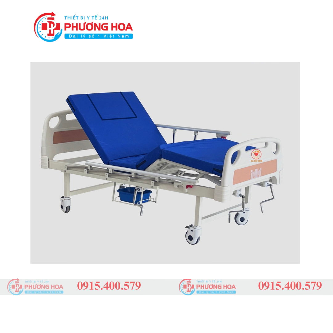 Giường Y Tế 3 Tay Quay Có Bô Vệ Sinh GBM-094A